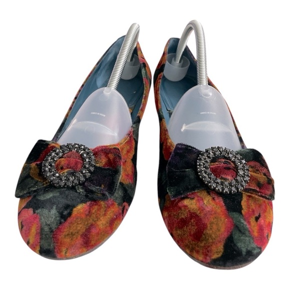 VIA SPIGA Velvet Floral Ballet Flats Bow Rhinestone Accent
Slip On US 10M - Picture 2 of 12